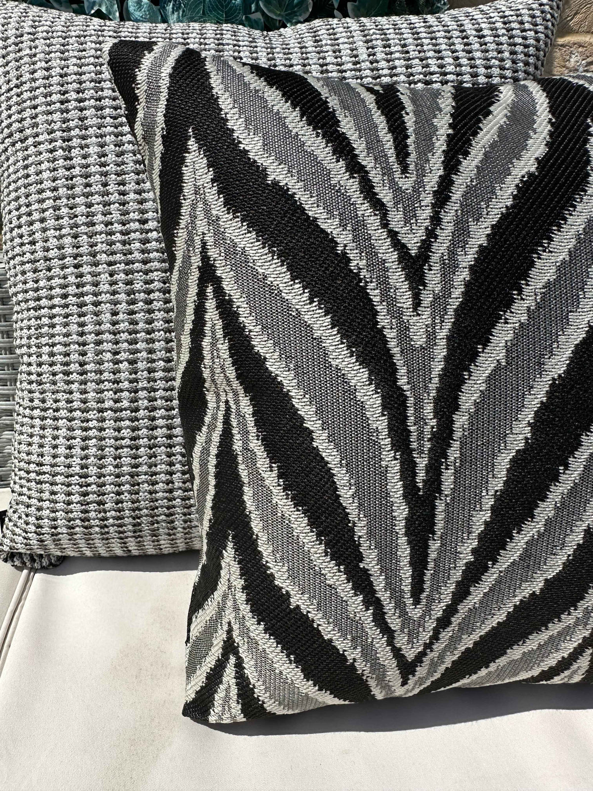 The Couture Cushion - The Outdoor Black and White Leaves - Style No. 124
