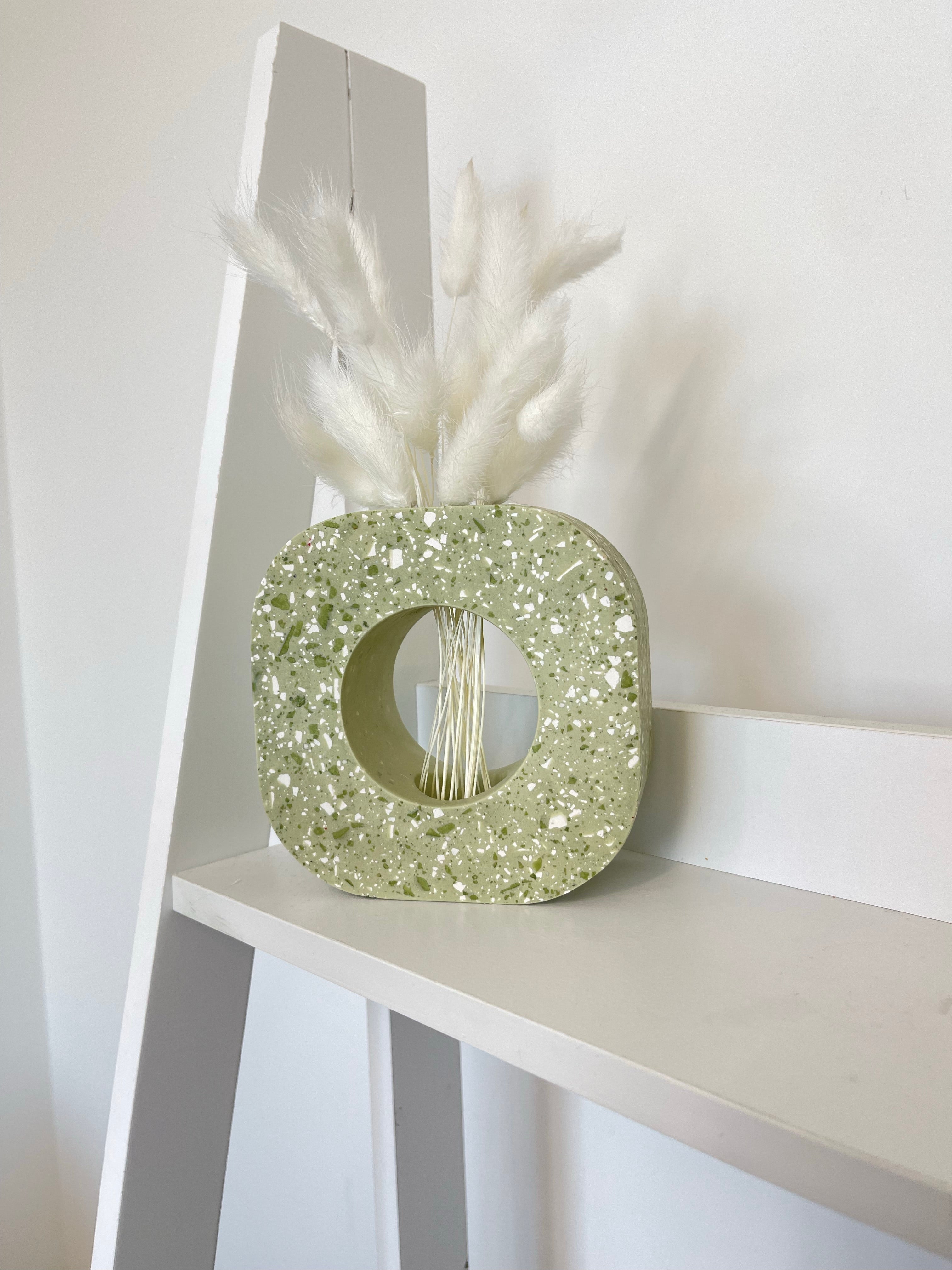Donut Vase - Sage & White