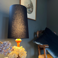Black Cotton Lampshade | Extra Tall Cone Light Shade | Bespoke Handmade UK