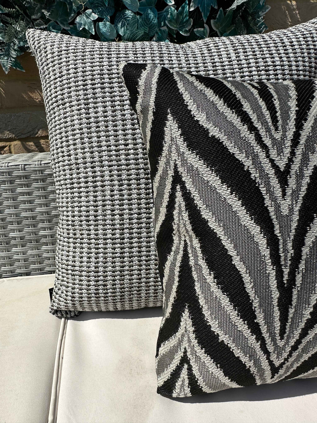 The Couture Cushion - The Outdoor Black and White Leaves - Style No. 124
