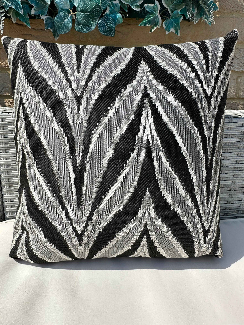 The Couture Cushion - The Outdoor Black and White Leaves - Style No. 124