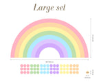 Large Rainbow Decal for Girl Bedroom, Gift Polka Dots Wall Stickers Kids, Pastel Rainbow Vinyl Sticker Playroom, Rainbow Nursery Decoration