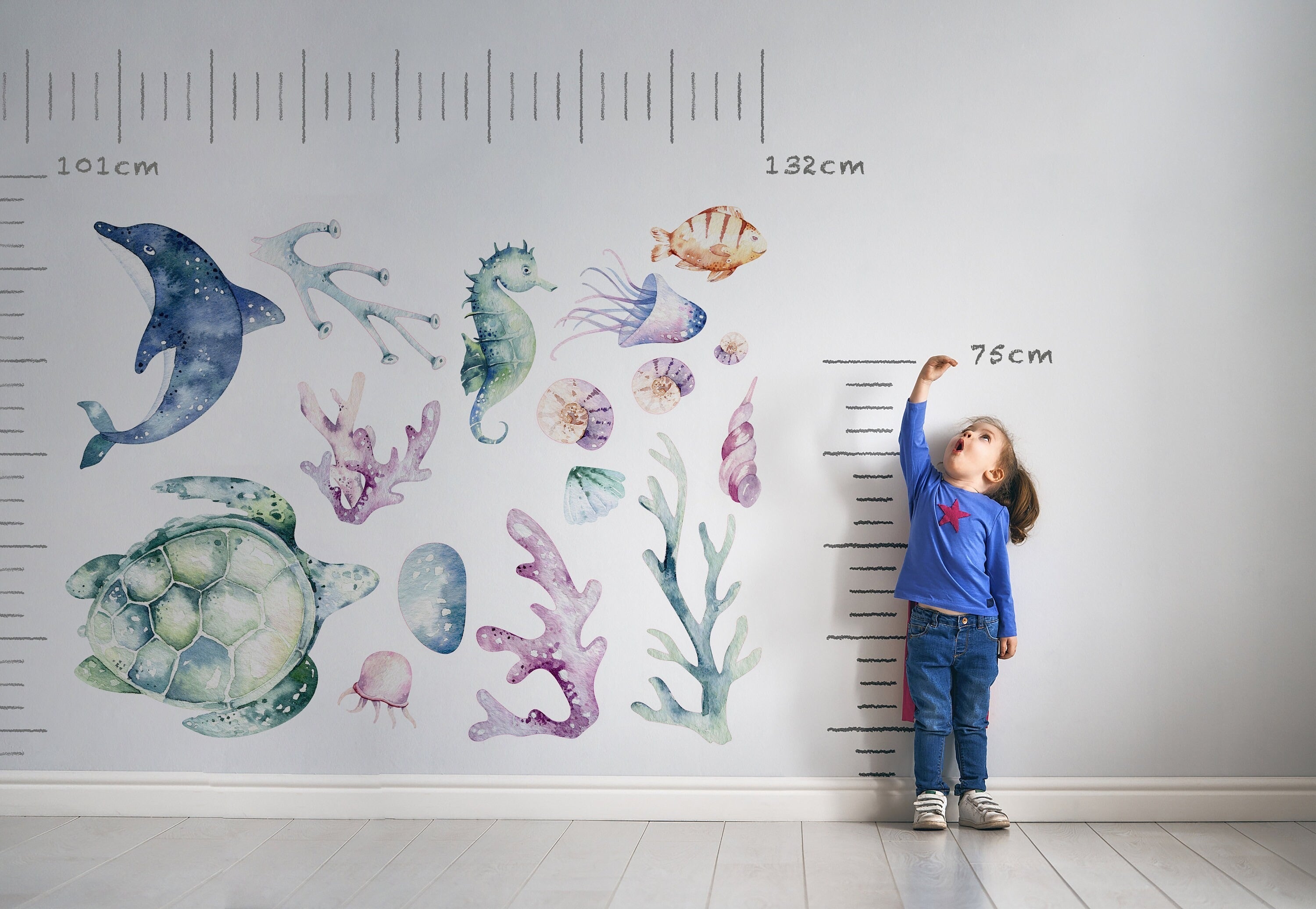 Ocean 2 Wall Decal - Watercolour Decal Set - Nursery Decor - Nursery wall stickers