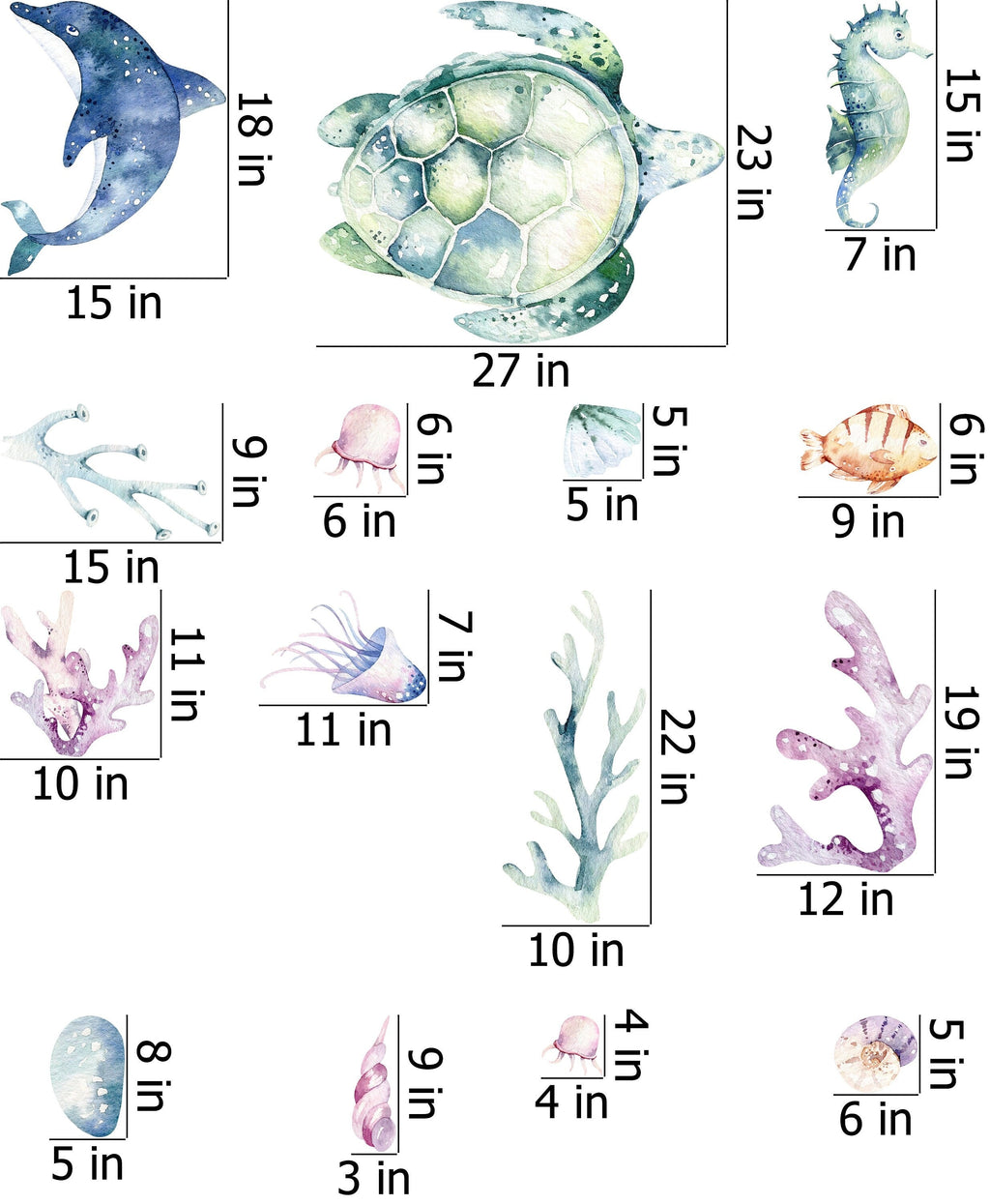 Ocean 2 Wall Decal - Watercolour Decal Set - Nursery Decor - Nursery wall stickers