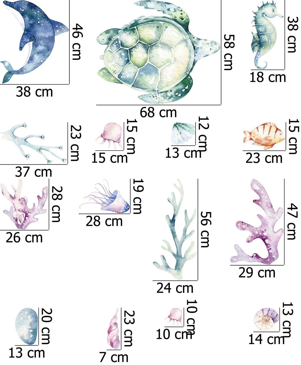 Ocean 2 Wall Decal - Watercolour Decal Set - Nursery Decor - Nursery wall stickers