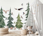 Large Forest Tree Wall Decal - Watercolour Wall Sticker, Nursery Mural, Forest Wall Decal, Peel and Stick Tree Decal