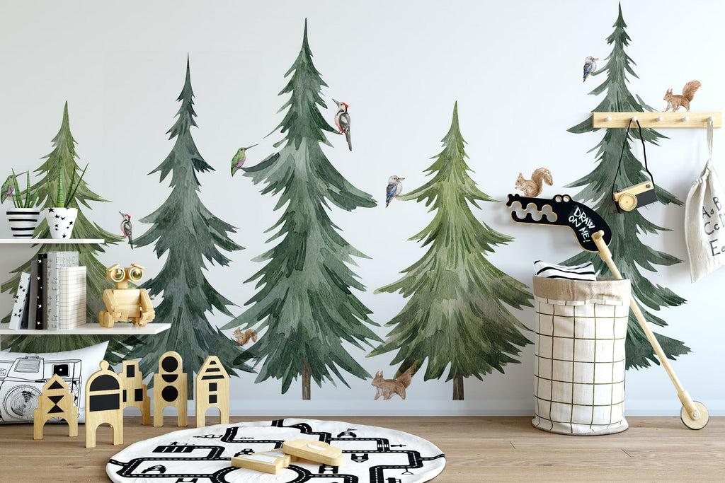 Forest Tree Wall Decal – Woodland Animals and Trees for Kids’ Rooms & Nurseries
