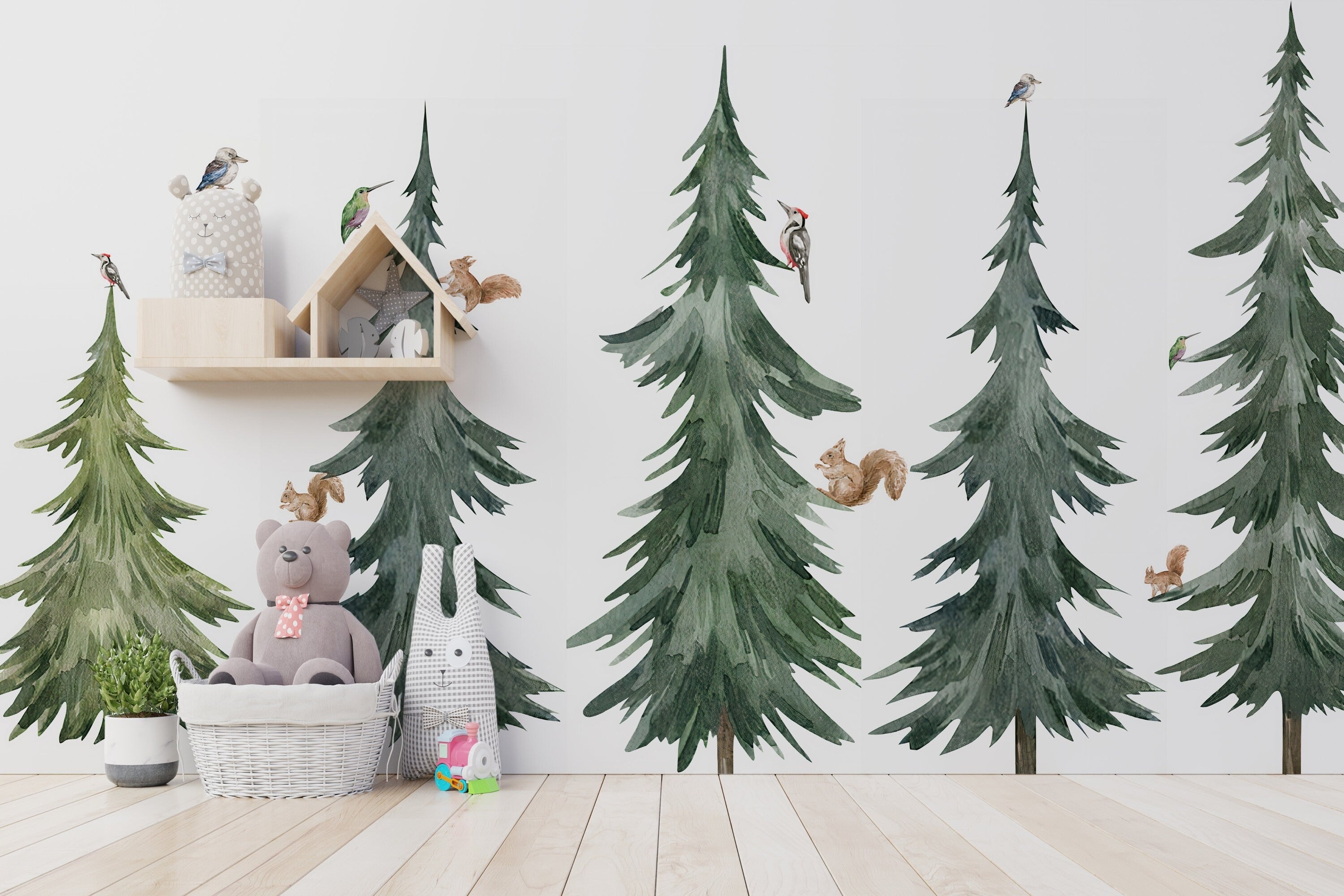 Forest Tree Wall Decal – Woodland Animals and Trees for Kids’ Rooms & Nurseries
