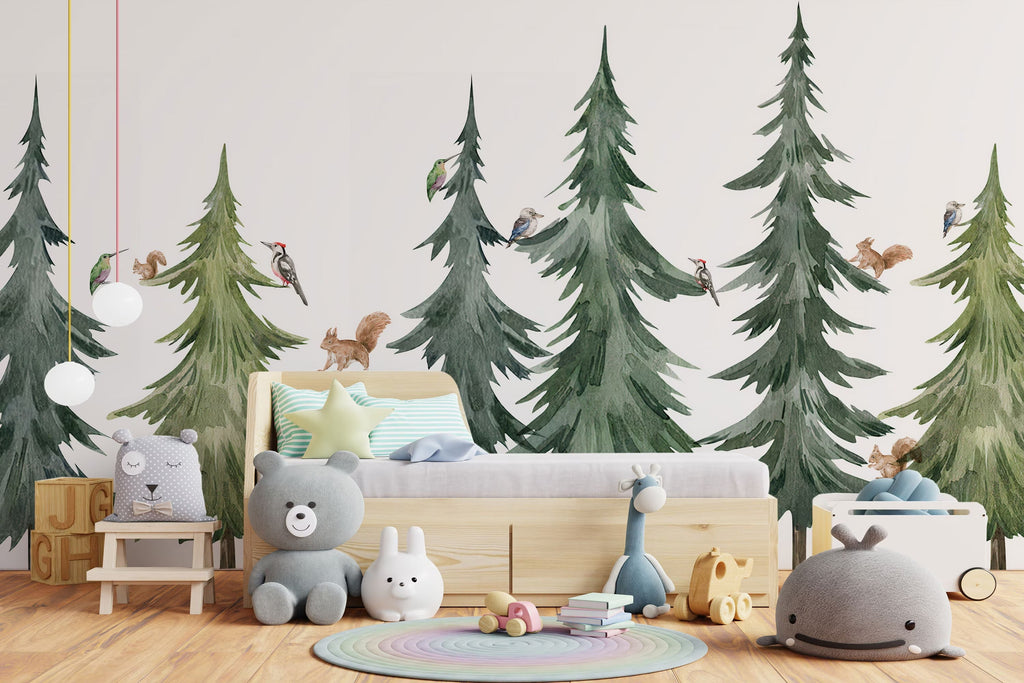 Forest Tree Wall Decal – Woodland Animals and Trees for Kids’ Rooms & Nurseries