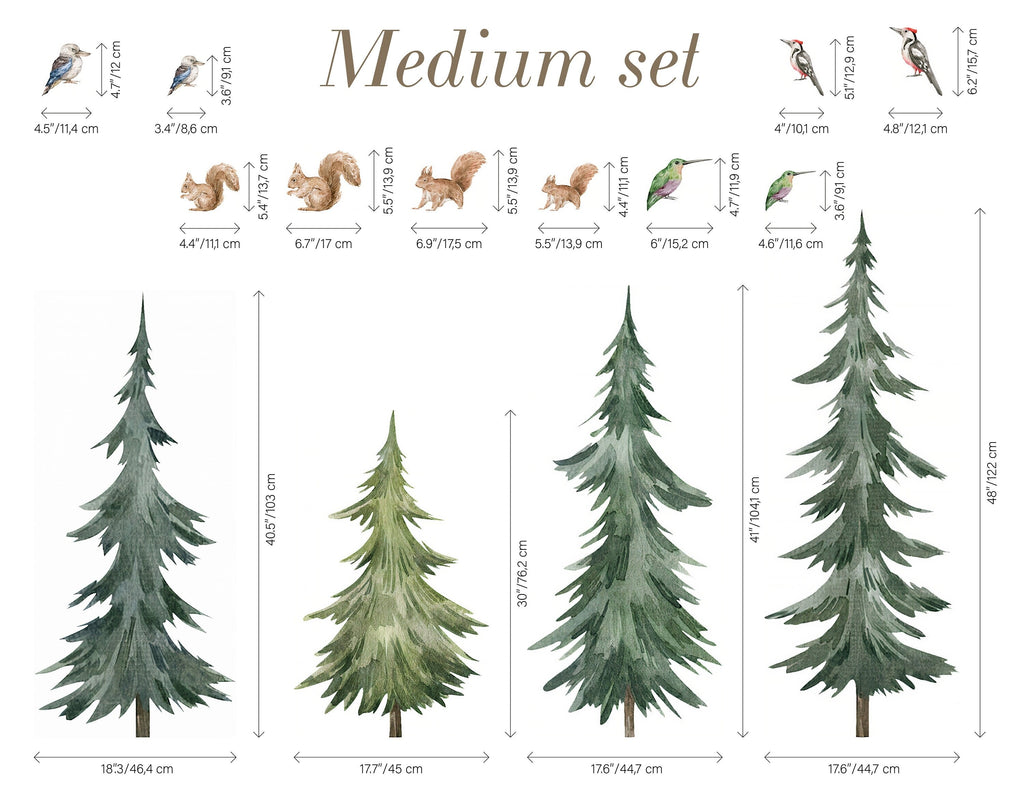 Forest Tree Wall Decal – Woodland Animals and Trees for Kids’ Rooms & Nurseries