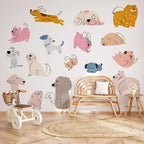 Hand Drawn Dogs Nursery Wall Decals - Cute Puppy Wall Stickers for Baby Room Décor & Kids Bedroom Art