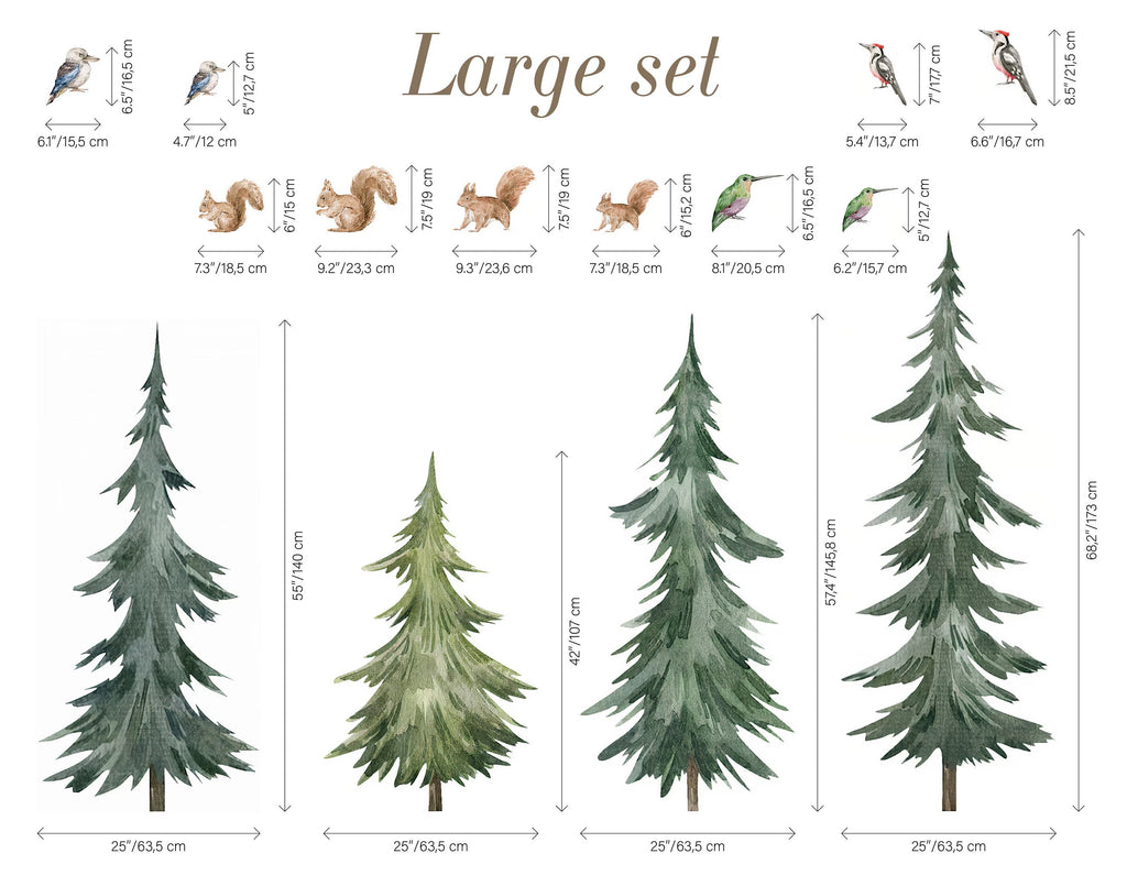 Forest Tree Wall Decal – Woodland Animals and Trees for Kids’ Rooms & Nurseries