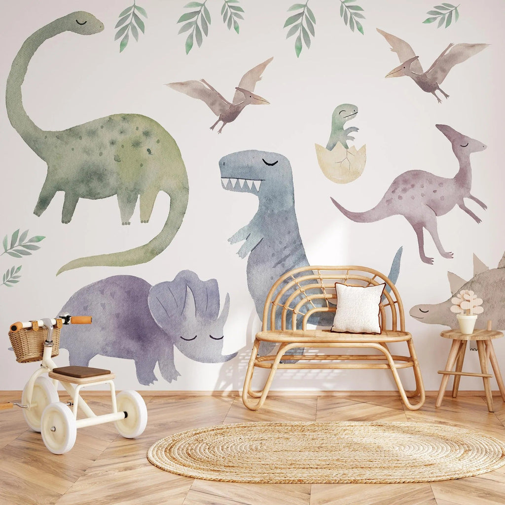 Big Dinosaur Wall Decal - Watercolour Decal Set - Nursery wall sticker