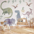 Big Dinosaur Wall Decal - Watercolour Decal Set - Nursery wall sticker
