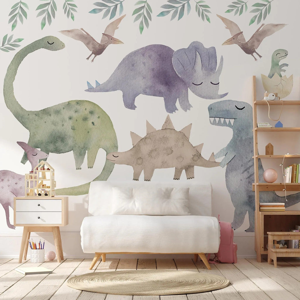 Big Dinosaur Wall Decal - Watercolour Decal Set - Nursery wall sticker