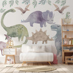 Big Dinosaur Wall Decal - Watercolour Decal Set - Nursery wall sticker