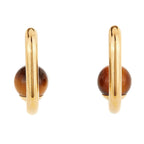 Tiger's Eye Square Gold Hoops