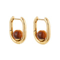 Tiger's Eye Square Gold Hoops