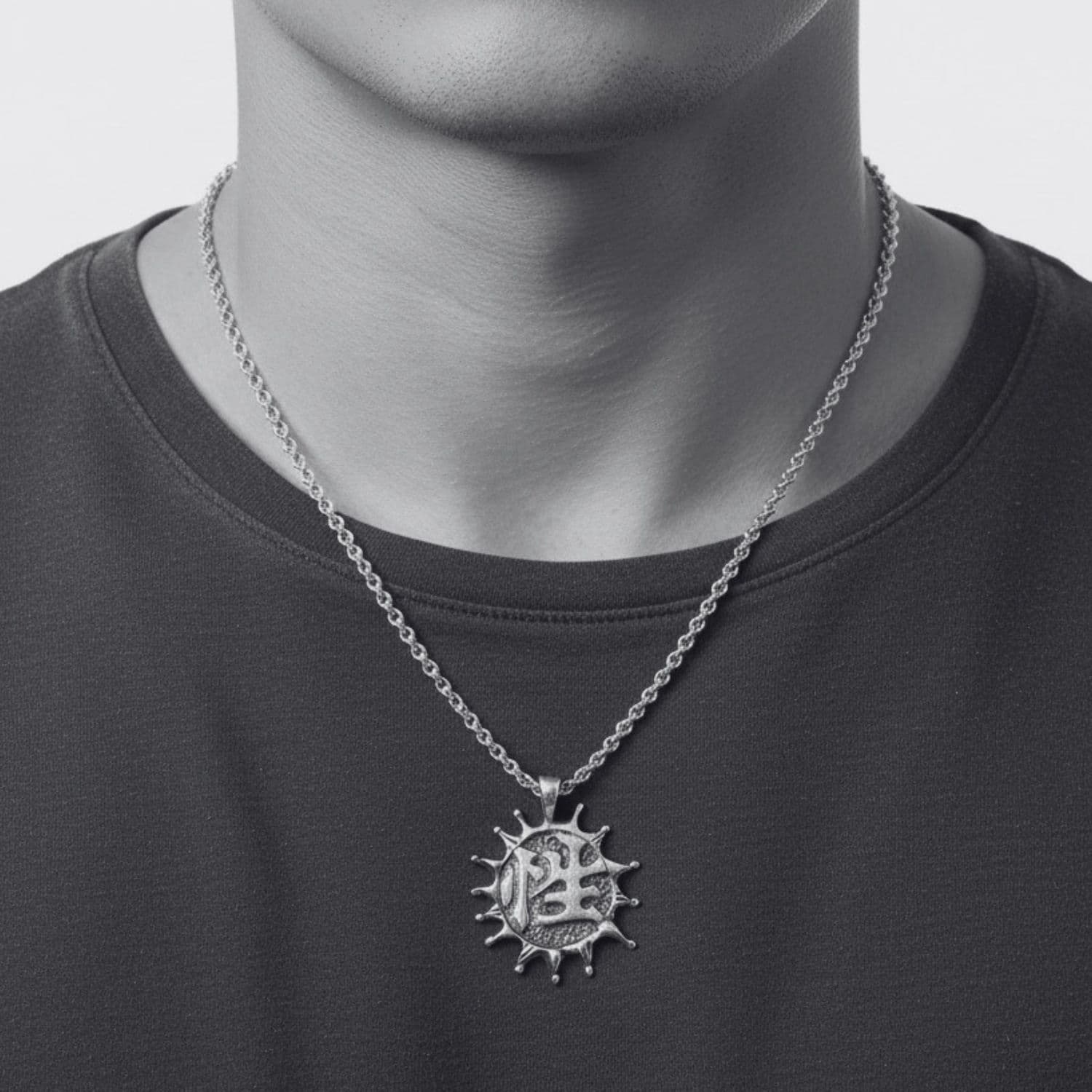 Dual Symbol Japanese Power – Sex Sculptural Sterling Silver 925 Pendant Necklace