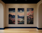Moonlight Night Cherry Blossom Tapestry