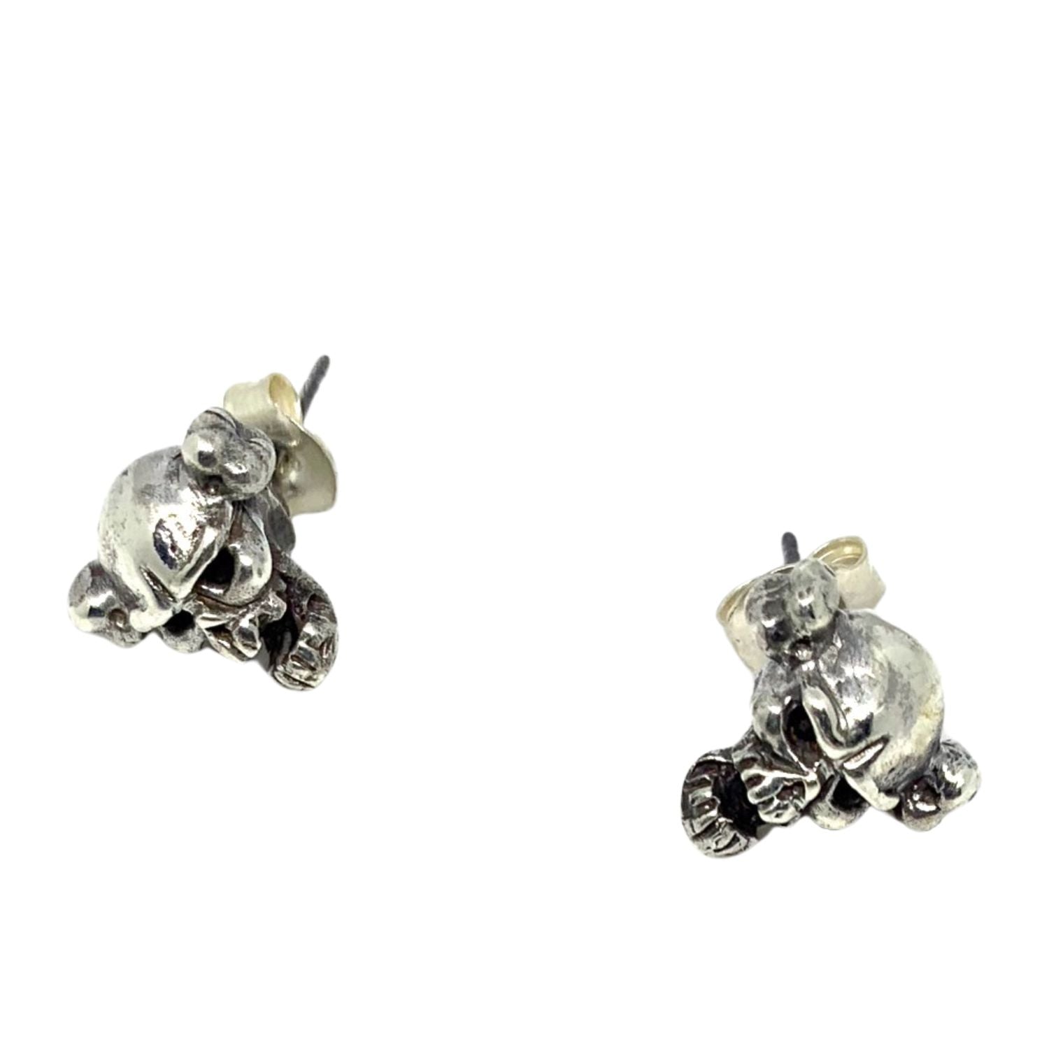 Sterling Silver Skull Bone Stud Earrings – Handcrafted Gothic Style