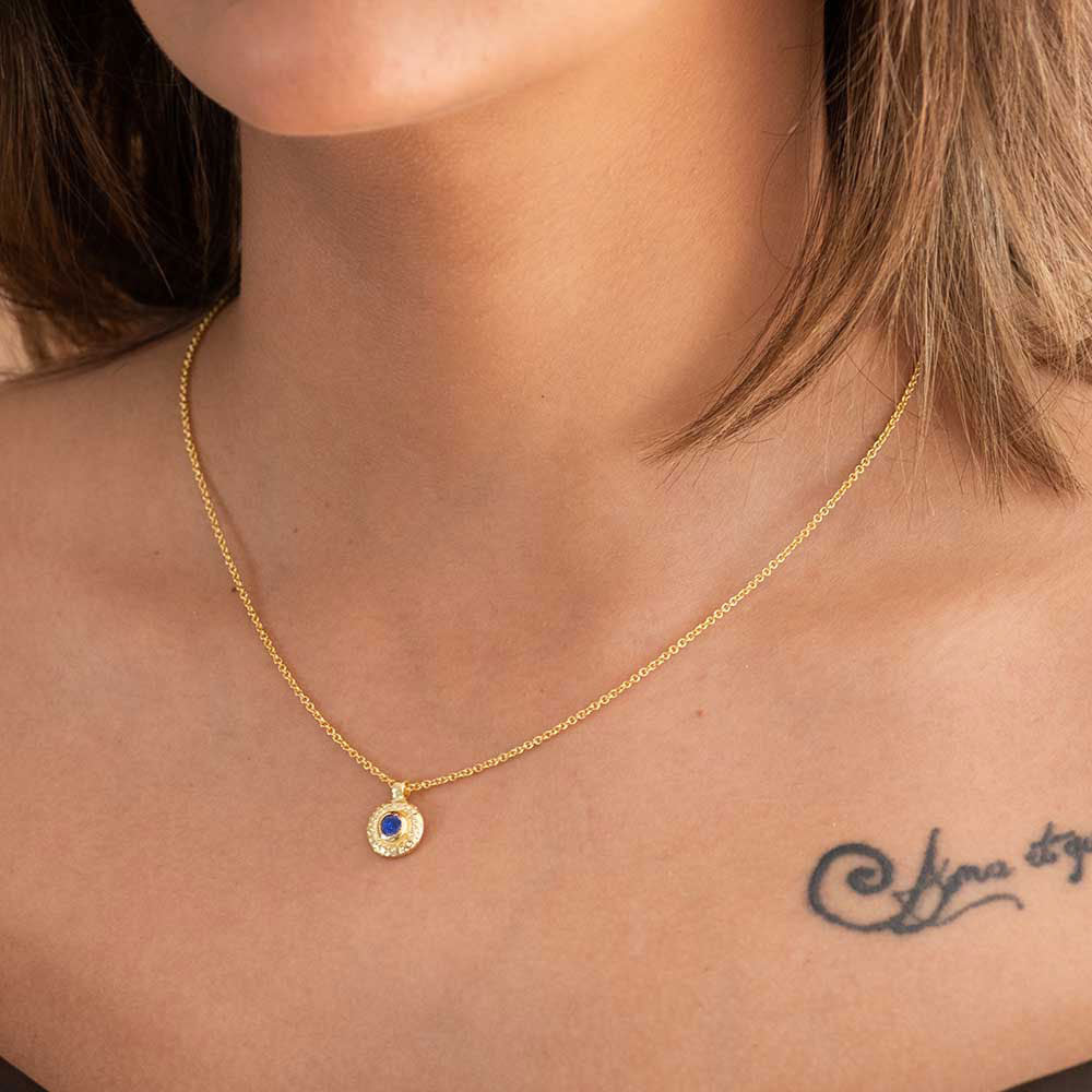 Luna Single Disc Pendant Necklace Black Onyx