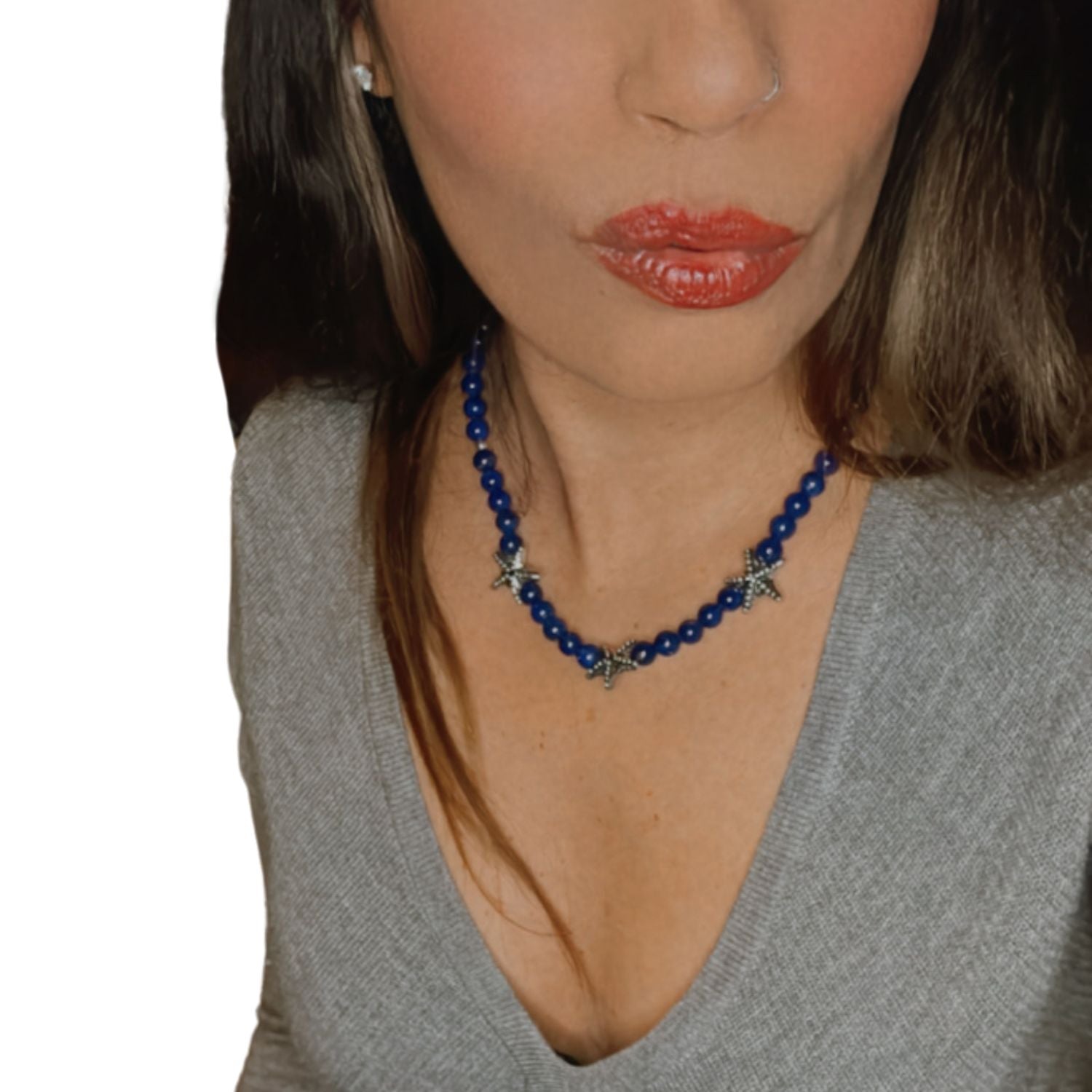 Lapis Lazuli & Sterling Silver Starfish Necklace – Last One Available – This Version Will Not Be Repeated