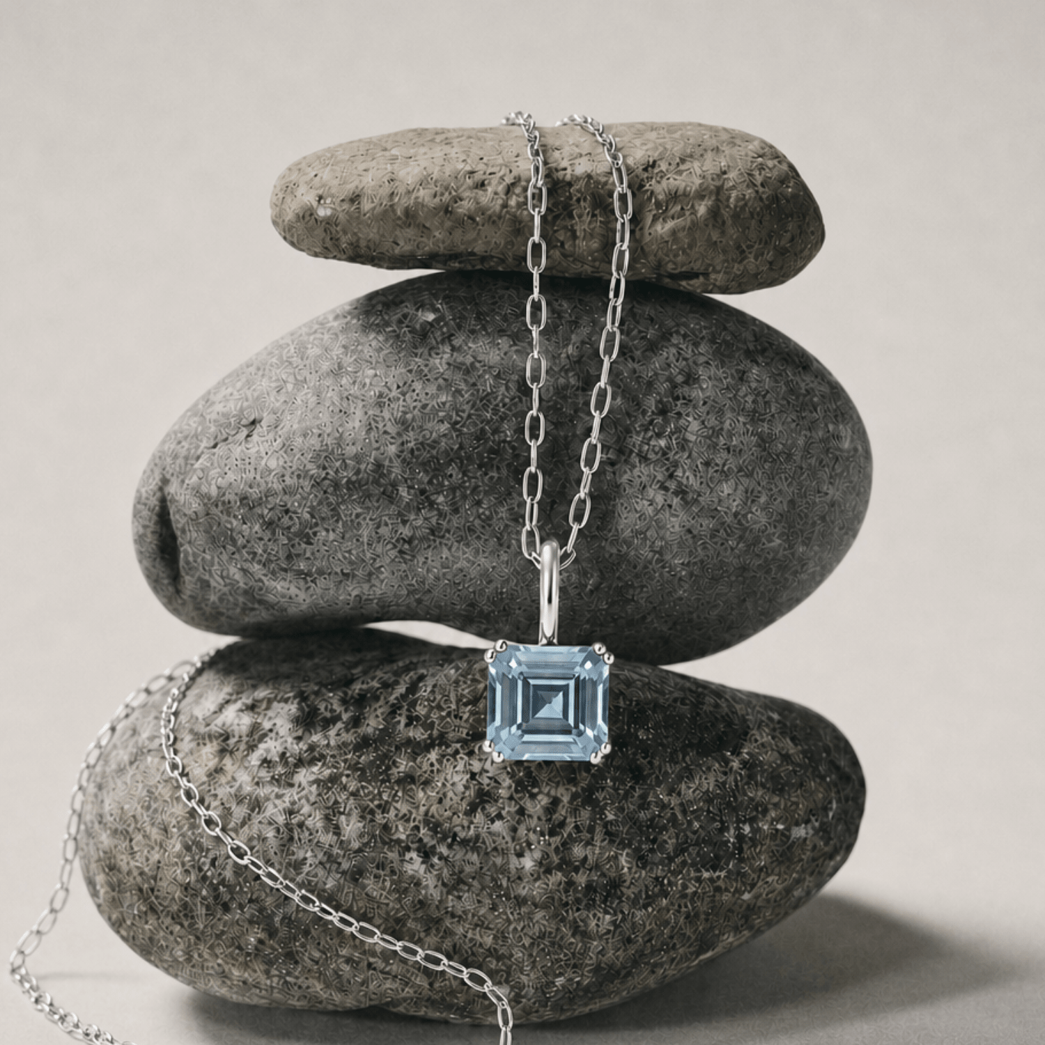Large Silver Blue Topaz Necklace - Astrid