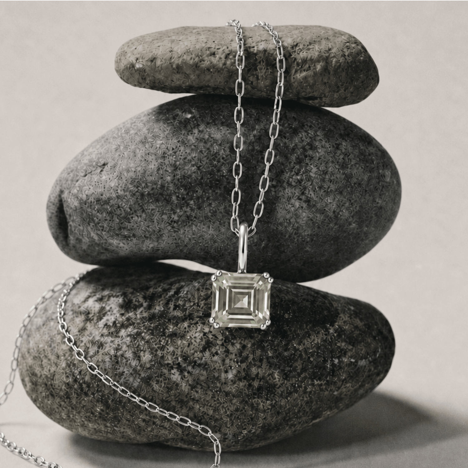 Large Silver Green Quartz Necklace - Giselle