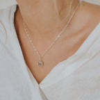 Large Silver Green Quartz Necklace - Giselle