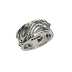Le Linee Pebbles Ring – Sterling Silver 925 with Brass Accents- One Of A Kind