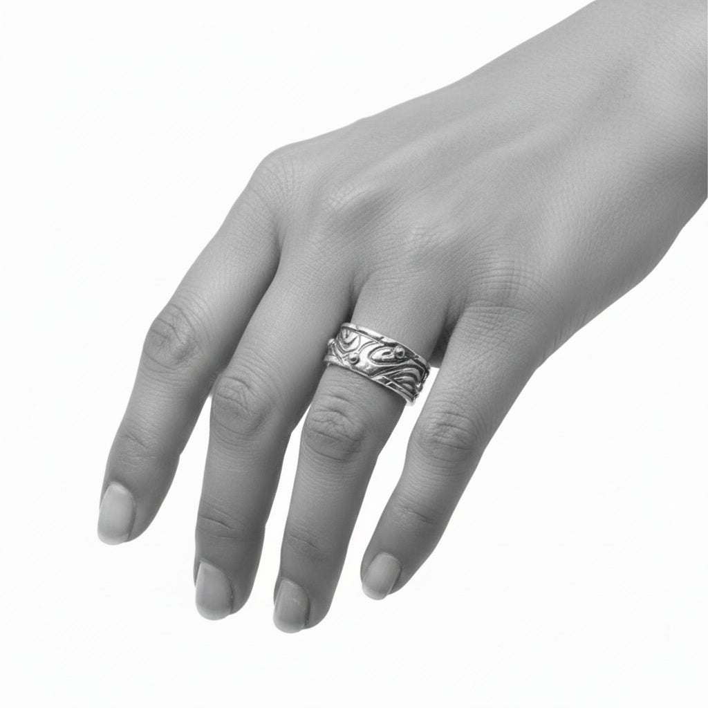 Le Linee Pebbles Ring – Sterling Silver 925 with Brass Accents- One Of A Kind