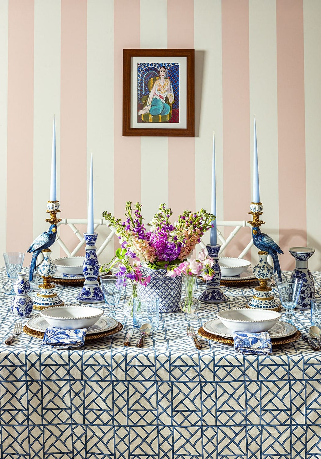 Lily's Blue Bamboo Breeze Tablecloth