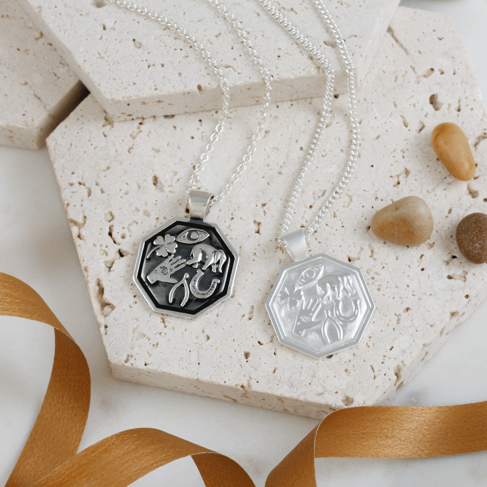 Good Luck Symbols Personalised Silver Necklace
