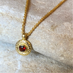 Luna Single Disc Pendant Necklace: Garnet
