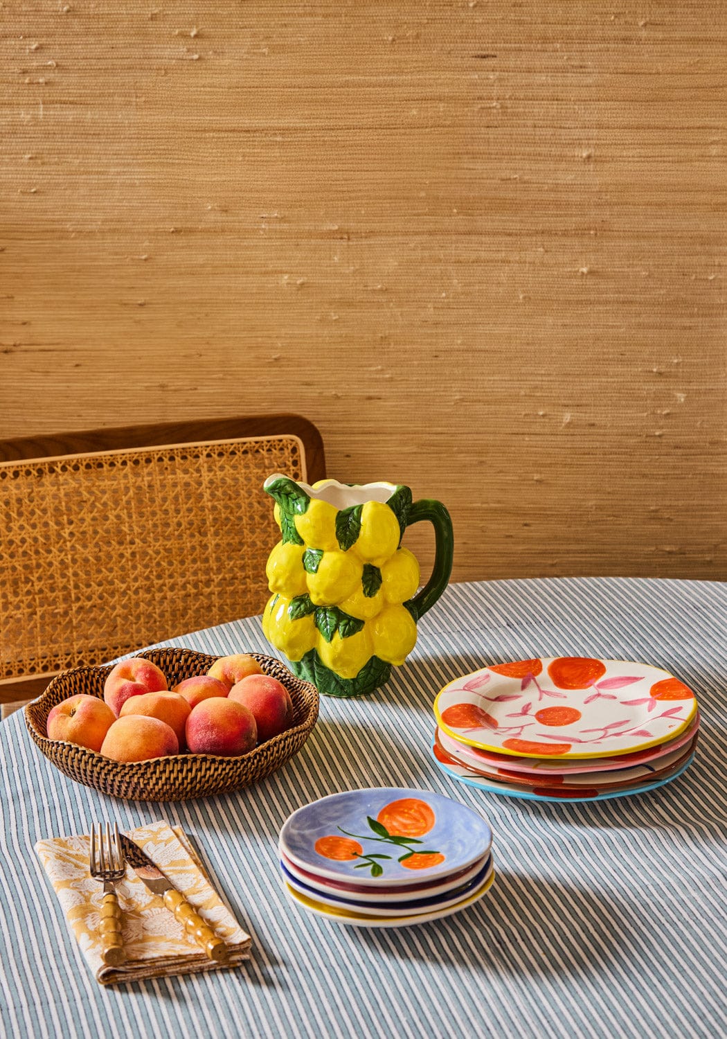 Lunch Plates Twig Oranges  - Set of 4