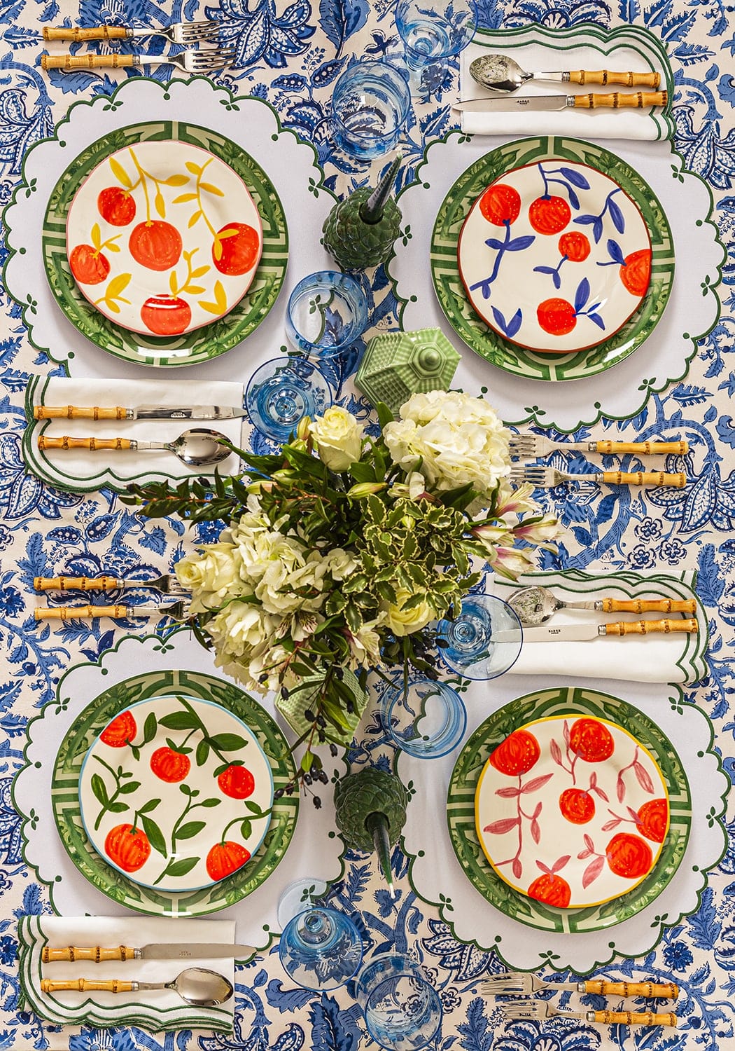Lunch Plates Twig Oranges  - Set of 4