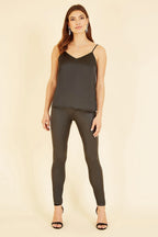 Yumi Black Satin Cami Top