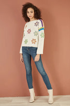 Yumi Cream Crochet Flower Jumper