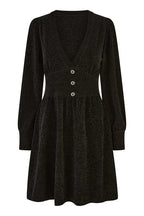 Yumi Black V Neck Empire Line Knitted Skater Dress