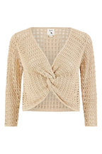 Yumi Beige Cotton Crochet Knitted Top
