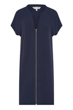 Yumi Navy Viscose Zip Tunic Dress