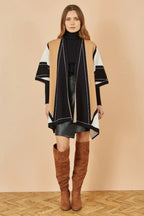 Yumi Brown Colour Block Cape