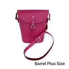 Handmade Leather Barrel Bag - Magenta