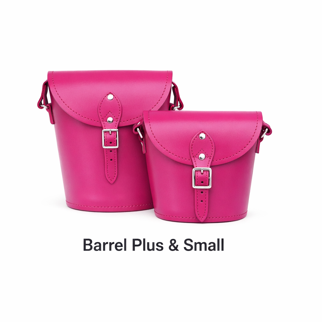 Handmade Leather Barrel Bag - Magenta