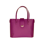 Leather Mini Twist Lock Shopper Bag - Magenta