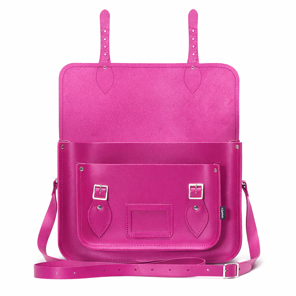 Handmade Leather Satchel - Magenta