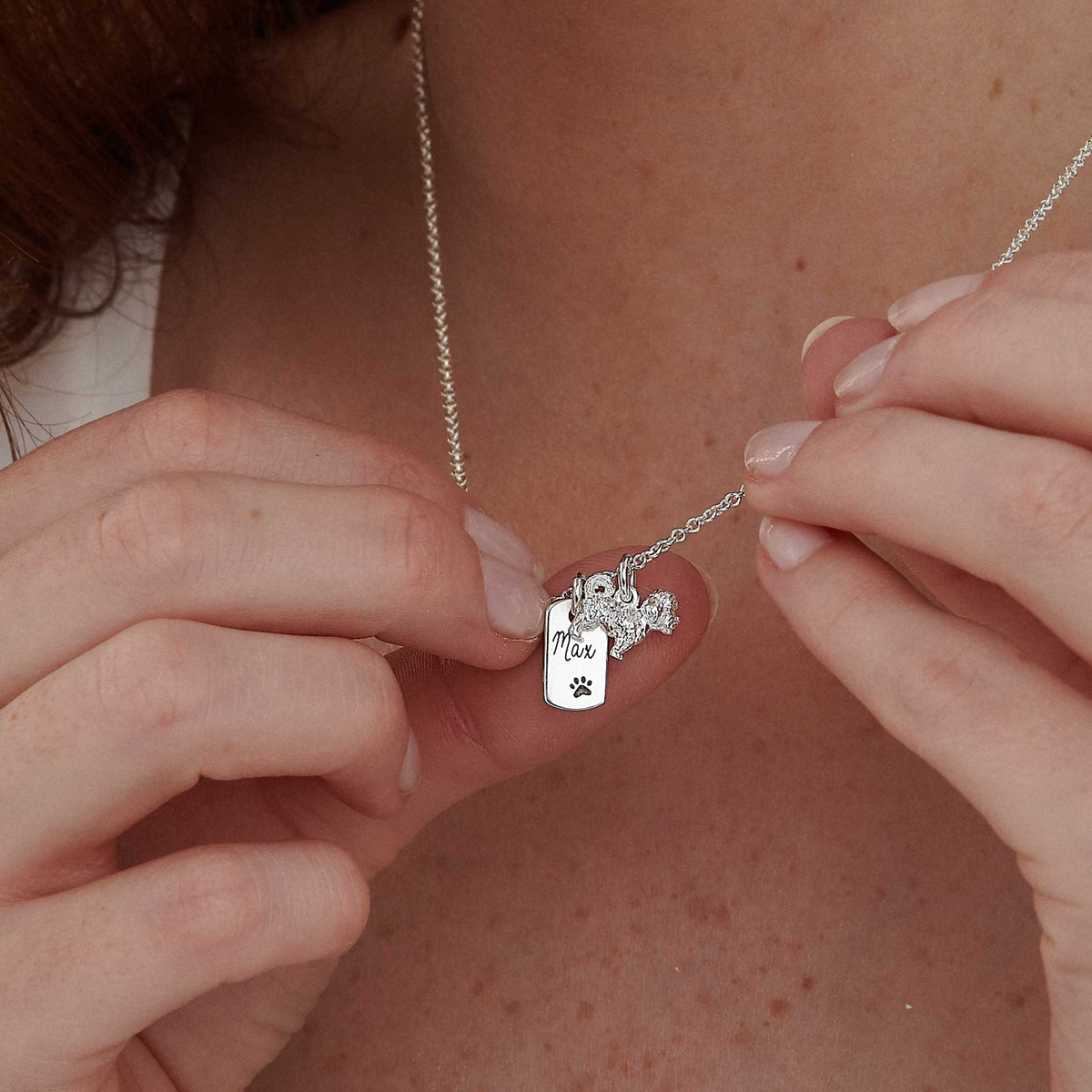 Maltipoo Personalised Silver Dog Tag Necklace