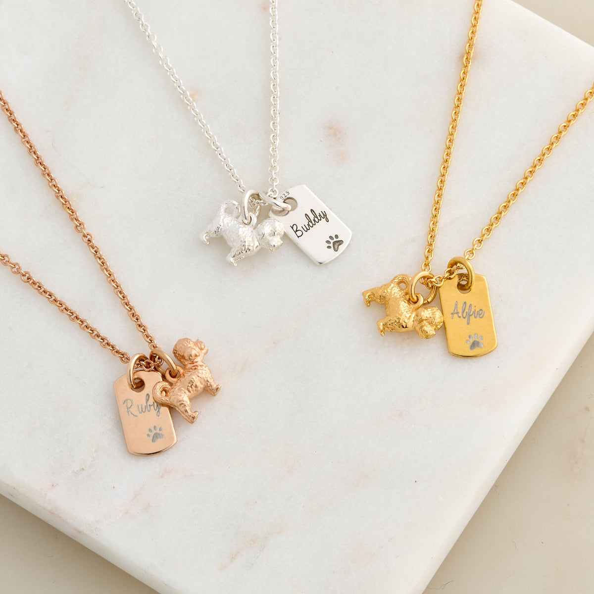 Maltipoo Personalised Silver Dog Tag Necklace