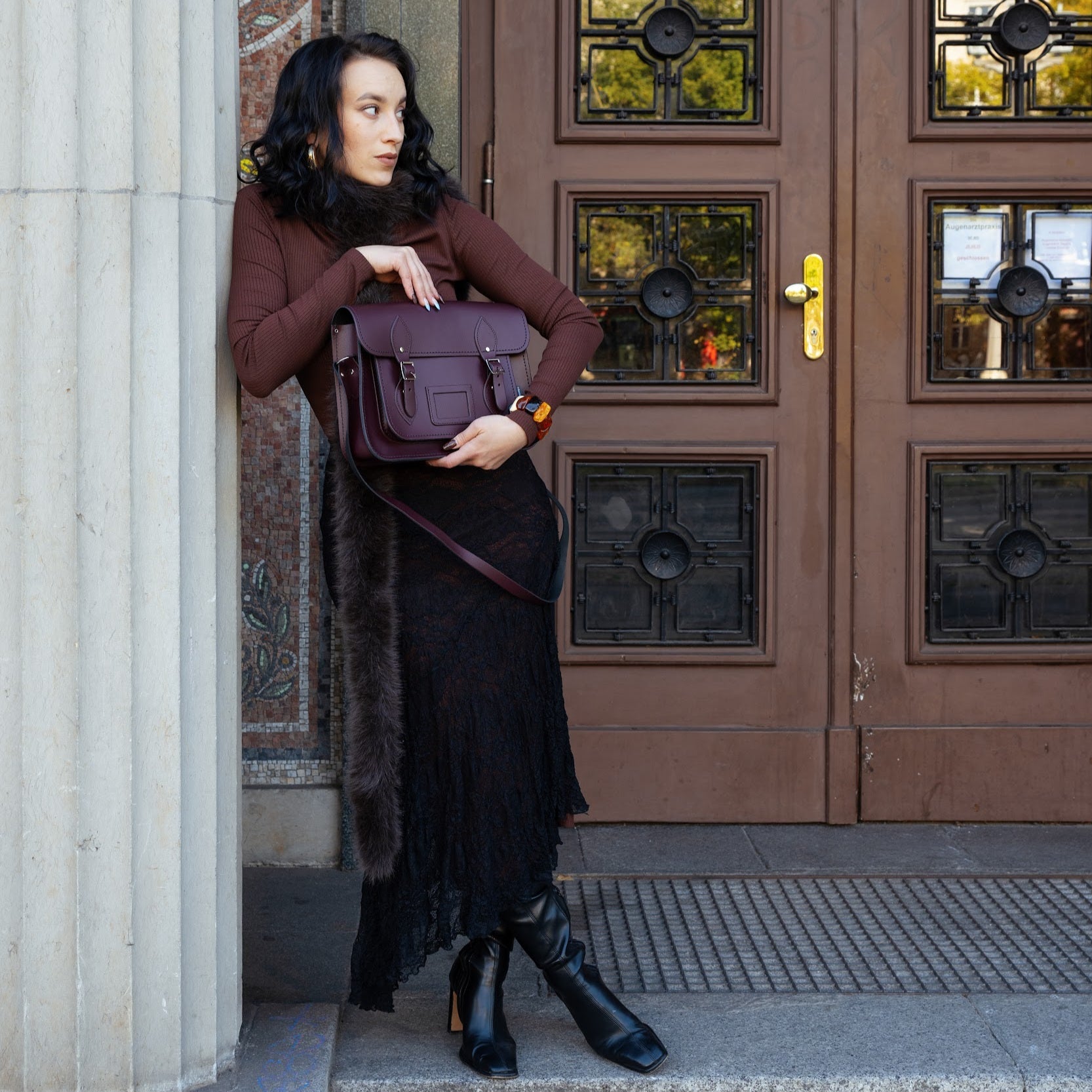 Handmade Leather Satchel - Marsala Red